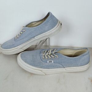 Vans Authentic Slim Chambray Light Blue Low Sneakers, 8.5(M) 10(W)